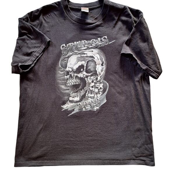 Sturgis vintage Y2K motorcycle rally graphic print flaming skulls back and front - Picture 2 of 5